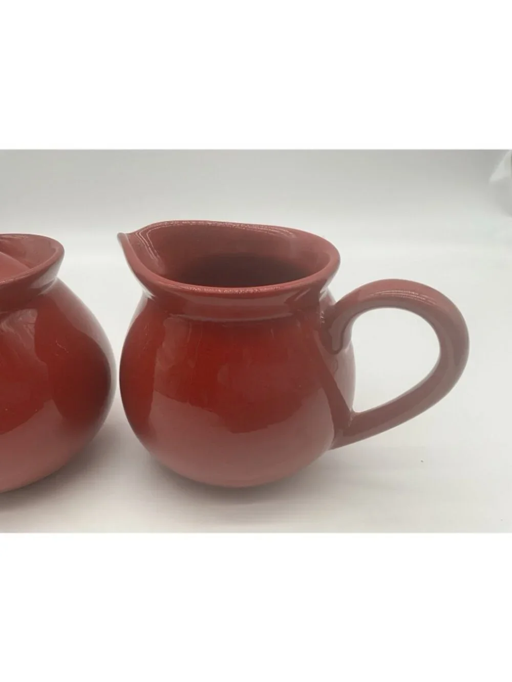 Waechtersbach Vintage Red Ceramic Creamer and Sugar Bowl Set in Cherry Red VTG